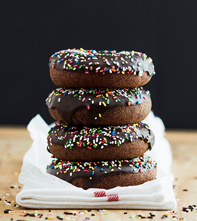 Chocolate Ganache Glazed Chocolate Donuts